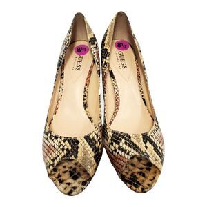 Guess Faux Snakeskin Open-Toe Pumps Women Heels - Size 8.5